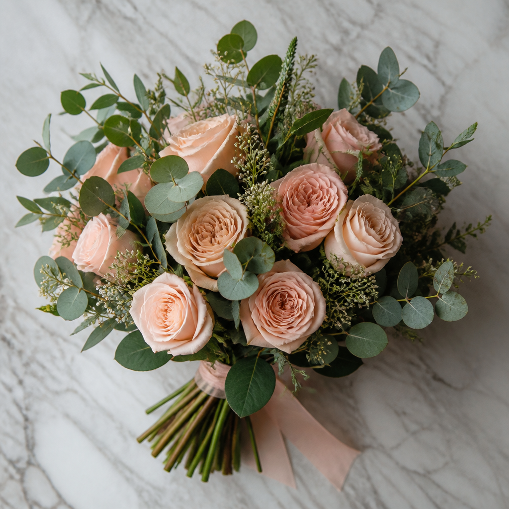 Hand-tied blush bouquet