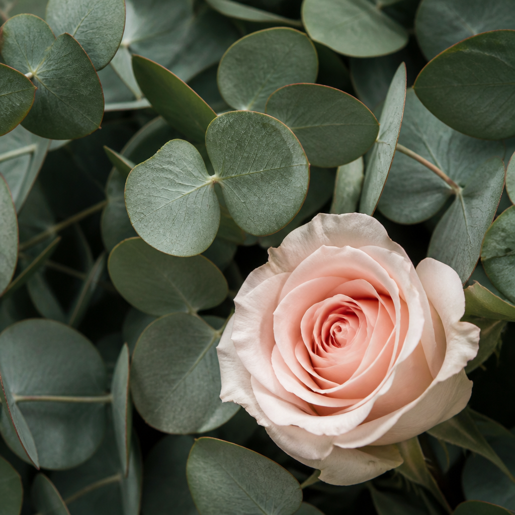 Eucalyptus and blush rose